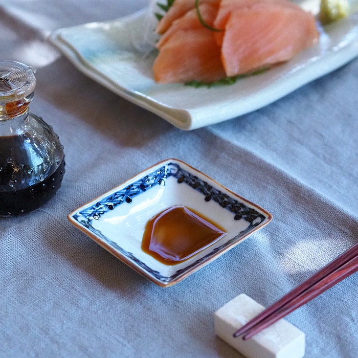 副千製陶所　渕地紋　角豆皿