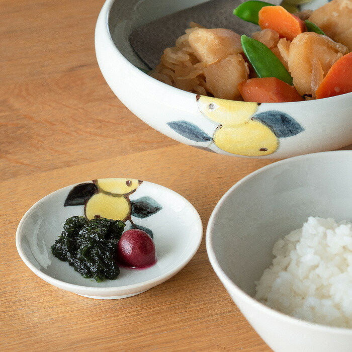 徳永遊心窯　色絵みかん 　3寸皿