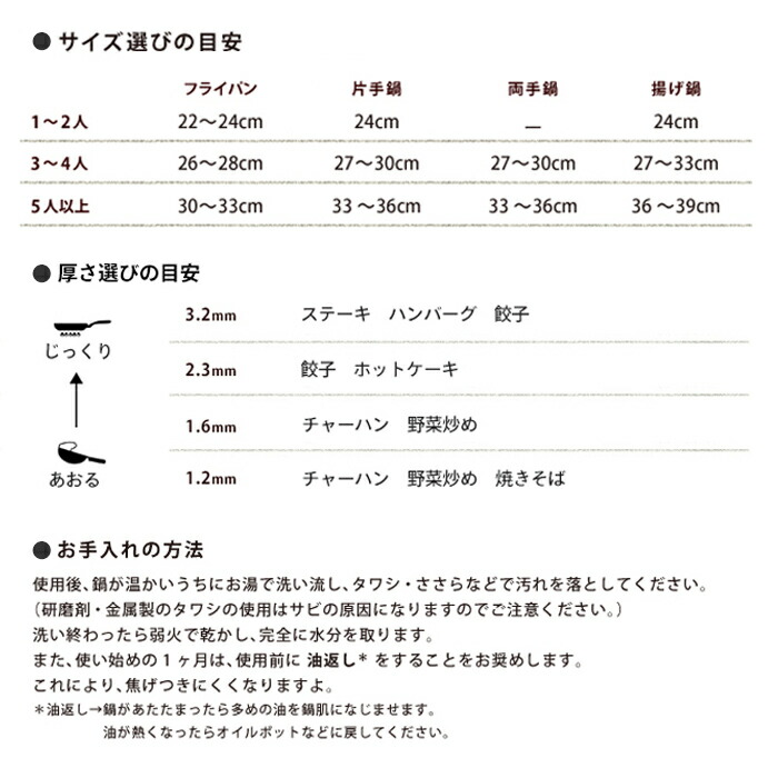 【公式】IH対応　山田工業所　鉄打出【丸柄フライパン】 （2.3mm） 24cm 空焚き済み