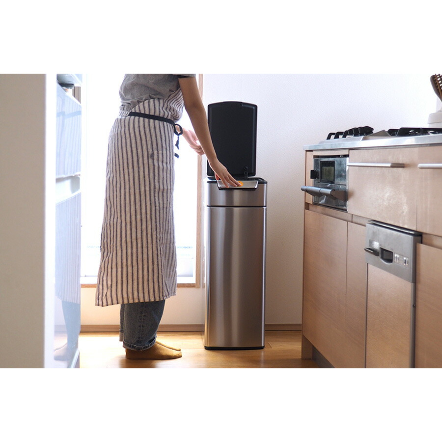 【同梱不可】simplehuman シンプルヒューマン タッチバーダストボックス スリム ステンレス 40L ツヤ消し レクタンギュラー / simplehuman ※