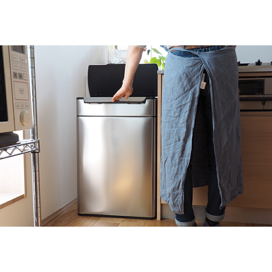【同梱不可】simplehuman シンプルヒューマン タッチバーダストボックス リサイクル ステンレス 48L ツヤ消し レクタンギュラー / simplehuman ※