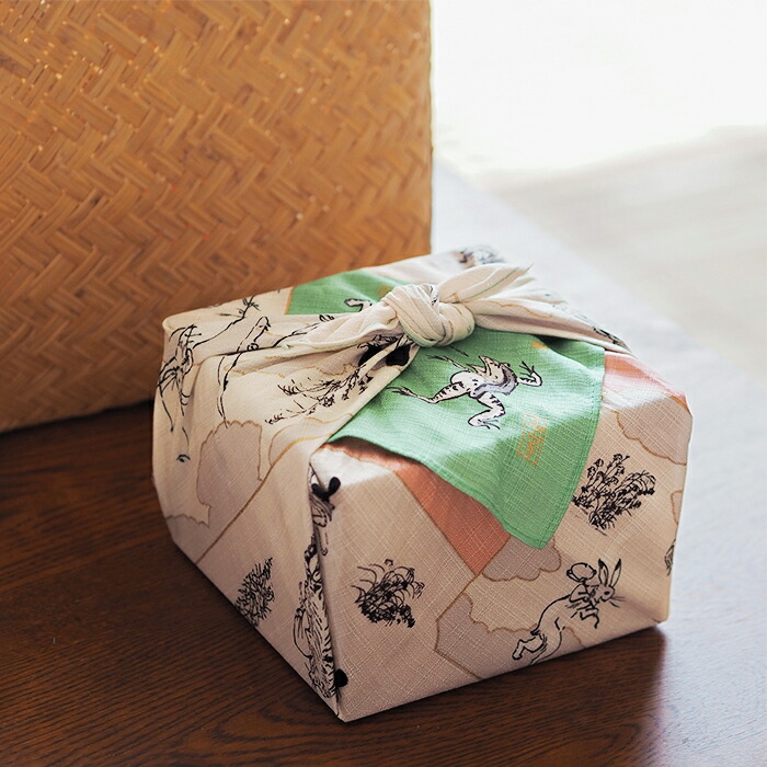 むす美　鳥獣人物戯画　絵巻　50cm　グリーンピンク