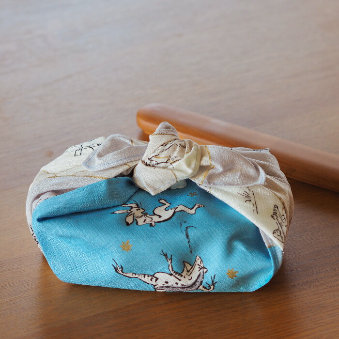 むす美　鳥獣人物戯画　絵巻　50cm　ブルーイエロー