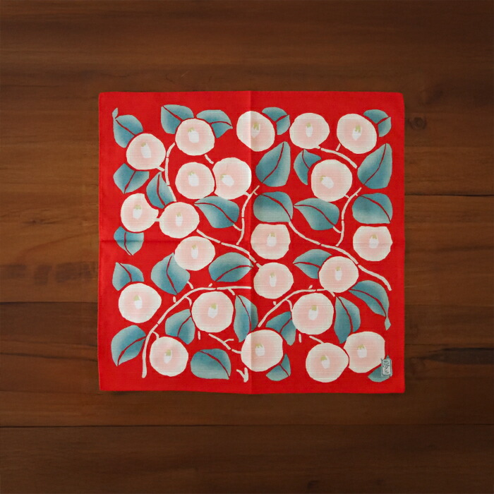 むす美　チーフ　竹久夢二　つばき　48cm　アカ