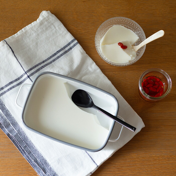 365methods　ホーローオーブンディッシュ　浅型S　ホワイト×ライトグレー