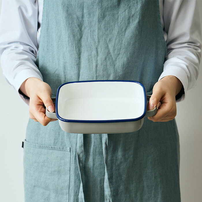 365methods　ホーローオーブンディッシュ　浅型S　ライトグレー×ネイビー　※ 【25WS】【sp】