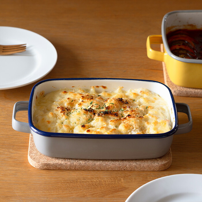 365methods　ホーローオーブンディッシュ　浅型S　ライトグレー×ネイビー　※ 【25WS】【sp】