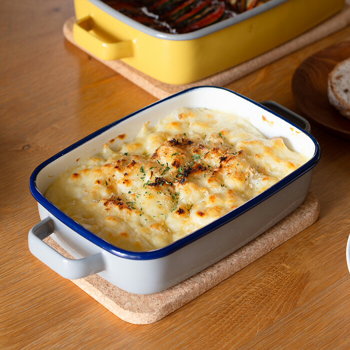 365methods　ホーローオーブンディッシュ　浅型S　ライトグレー×ネイビー　※ 【25WS】【sp】