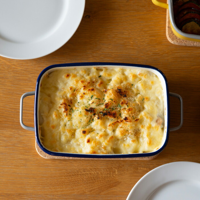 365methods　ホーローオーブンディッシュ　浅型S　ライトグレー×ネイビー　※ 【25WS】【sp】