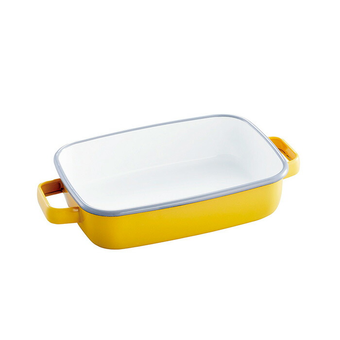 365methods　ホーローオーブンディッシュ　浅型S　イエロー×ライトグレー