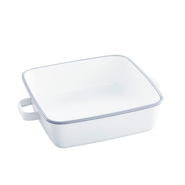 365methods　ホーローオーブンディッシュ　スクエア　ホワイト×ライトグレー