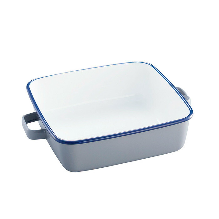 365methods　ホーローオーブンディッシュ　スクエア　ライトグレー×ネイビー 【25WS】【sp】