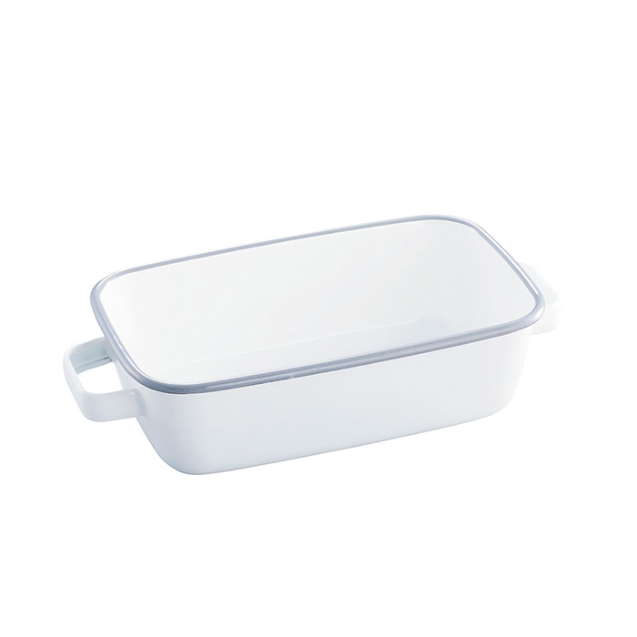 365methods　ホーローオーブンディッシュ　レクタングル　ホワイト×ライトグレー
