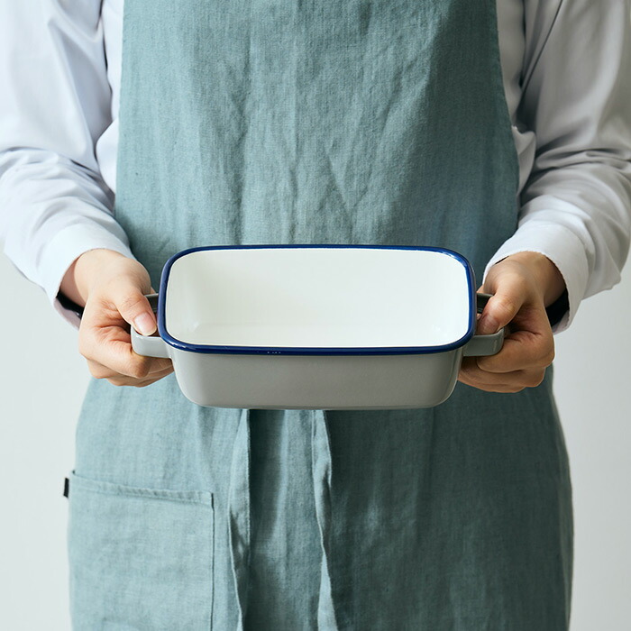 365methods　ホーローオーブンディッシュ　レクタングル　ライトグレー×ネイビー 【25WS】【sp】