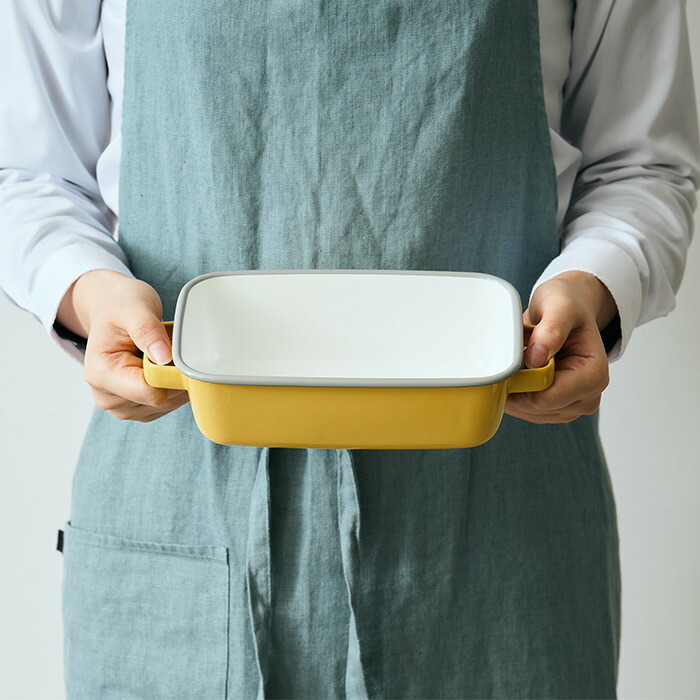 365methods　ホーローオーブンディッシュ　レクタングル　イエロー×ライトグレー
